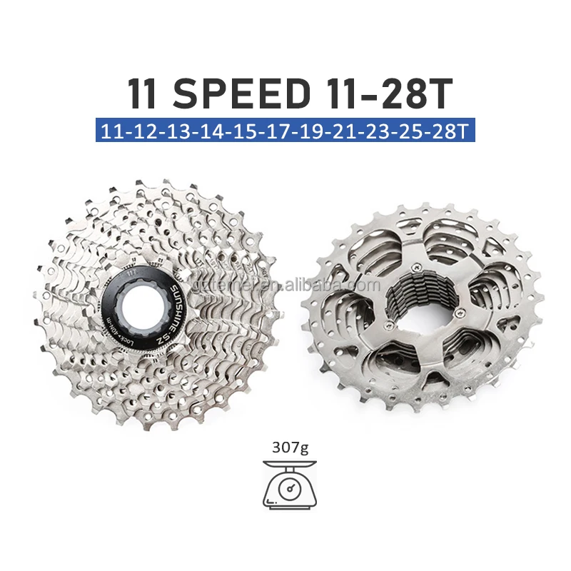 

SUNSHINE Freewheel 11 Speed 11-28 32 40 42 T Cassette Bicycle Flywheel Sprocket, Sliver/gold