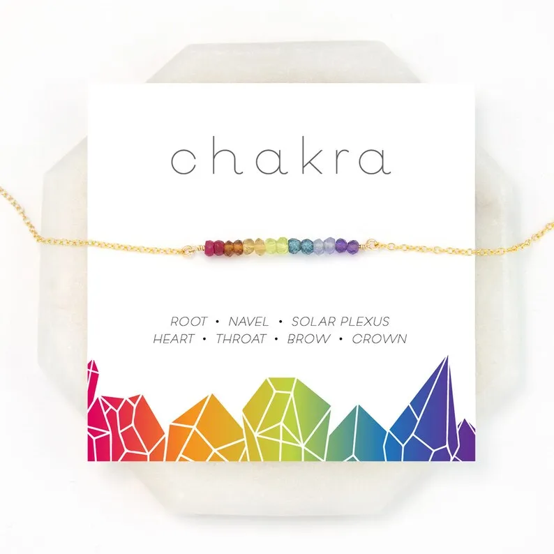 Juice Sterling Silver Crystal Necklace Chakra Gift Necklace Rainbow Necklace