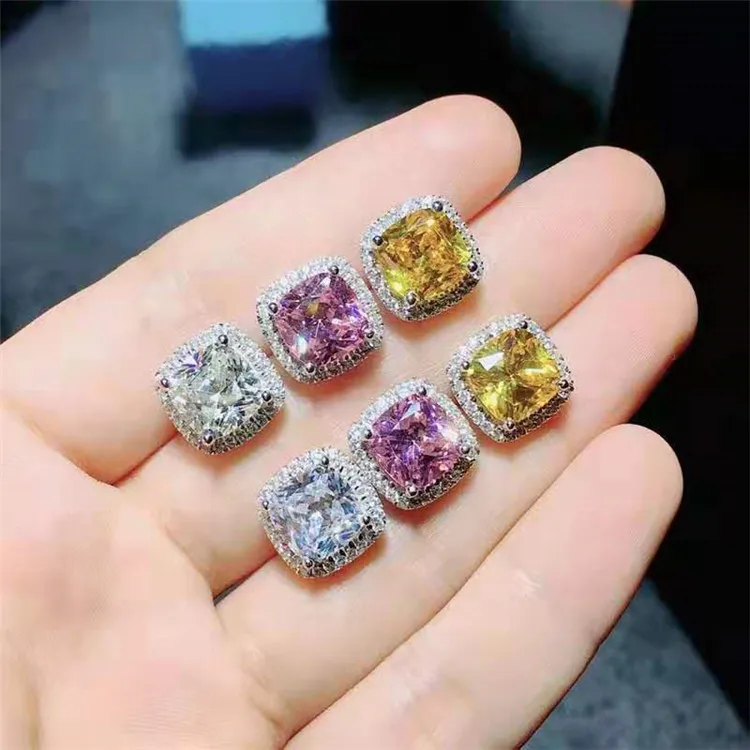 

Foreign Trade Amazon Europe And America Classic Fashion Personality Popular Square Color Fire Stone Earrings