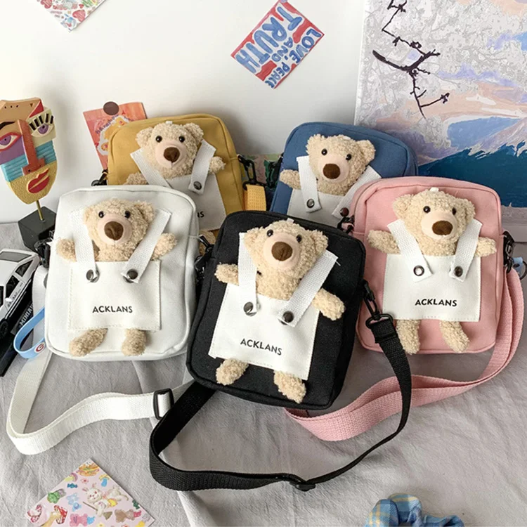 

Top Fashion Lady Shoulder Bag Canvas Messenger Bags Plush Bear Designer Sling Bags