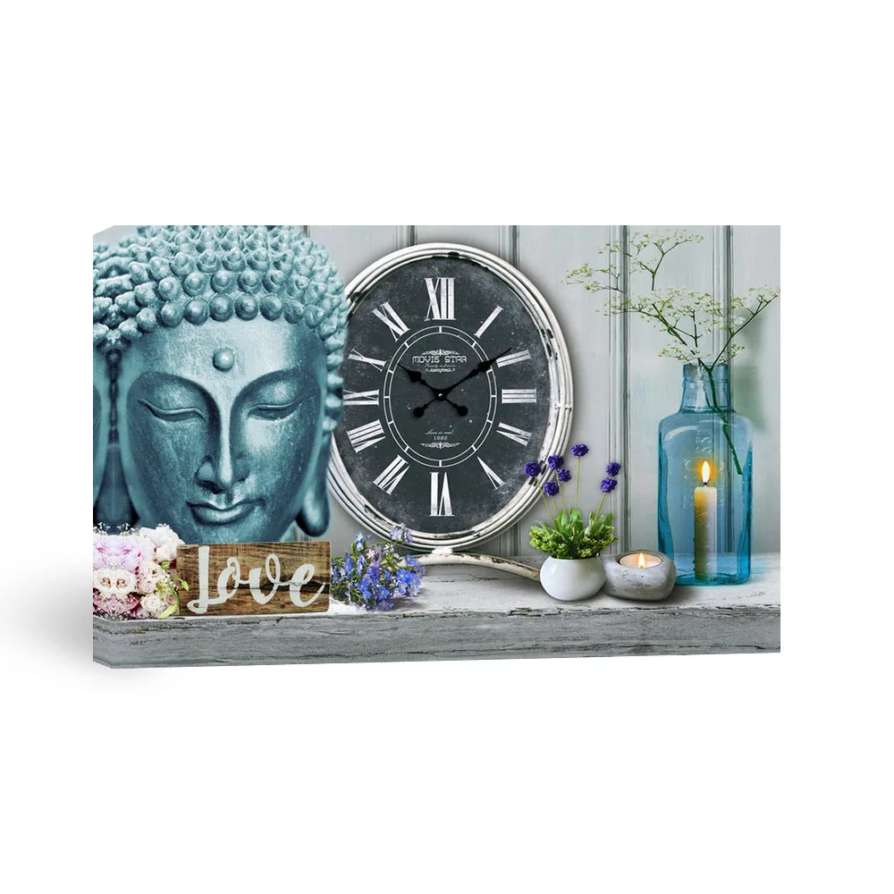 

On LED Canvas Wall Clock for Home Decor Print Wall CLOCKS Quartz Living Room Antique Style Single Face CLASSIC Square Still Life