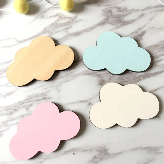 

Wooden Cloud Hook Children Room Wall Sticker Nursery Decor Hanger Cute Cartoon 3D Sticker Clothes Hanging