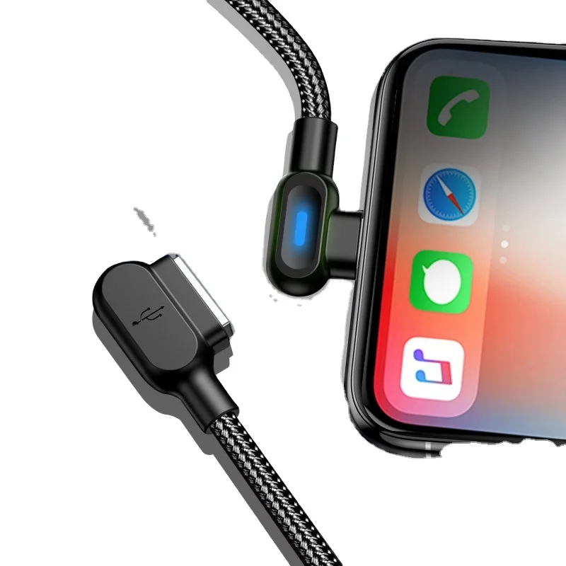 

2m 1m Micro USB Cable 90 Degree Elbow Mobile Game Fast Charging Usb Cable For Samsung Huawei Xiaomi Oneplus Redmi