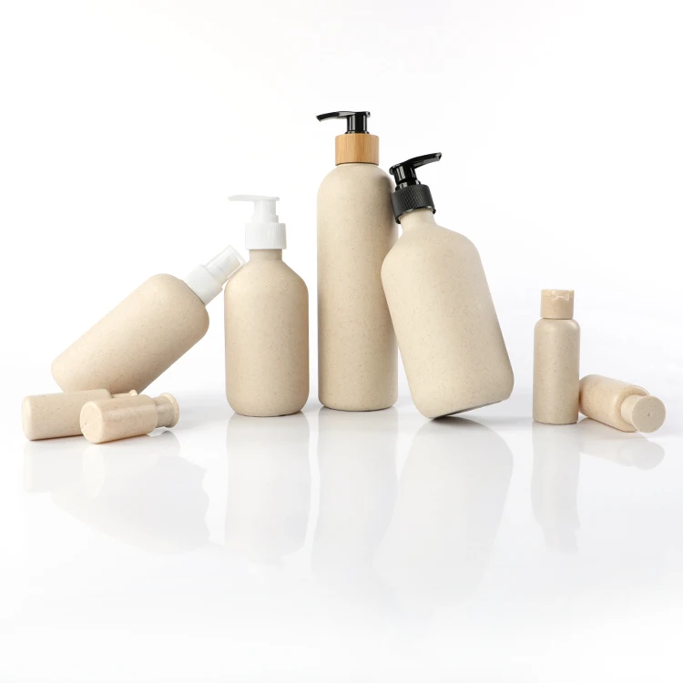 

Eco Friendly Packaging Biodegradable Plastic Lotion Pump Liquid Soap Wheat Straw Shampoo Bottle 100ml 250ml 300ml 500ml