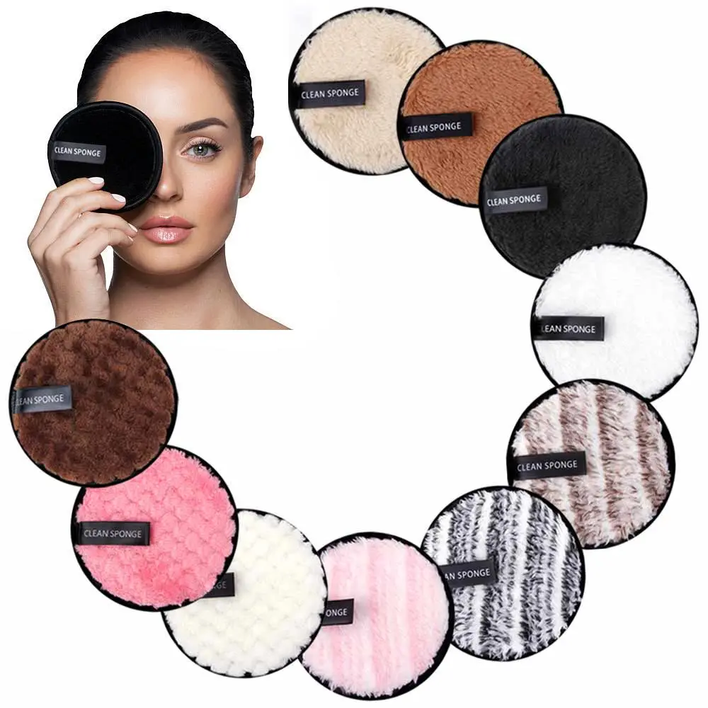 

Makeup Remover Puff Reusable Make-Up Pads Washable Cleansing Cotton Microfiber Cloth Pad Skin Care Nail Art Cleaning Wipe Tools, Black white coffee