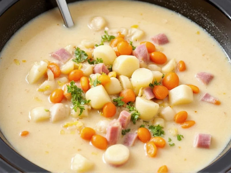 Perfect Ham and Potato Soup Slow Cooker Recipe
