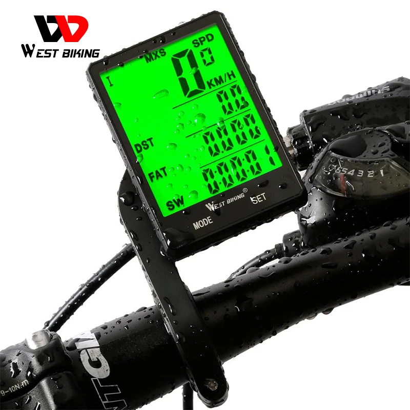 

West Biking Waterproof Mount 20 Function Speedometer Exercise Cycling Computer GPS Road Bike Digital Wireless Bicycle C, Black,white