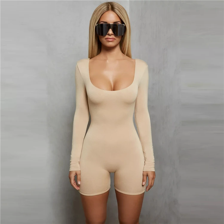 

2020 Clothing Ladies Sheer Knit Romper Sexy Outfits Bodysuit Women's Fitness Nude Jumpsuit, As pictures or customized colors