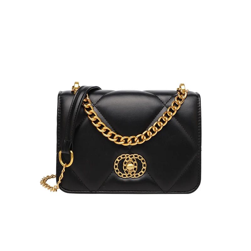 

Fashion Pu Leather Mini Chain Crossbody Bag Women Handbags Ladies Shoulder Bag, Black white