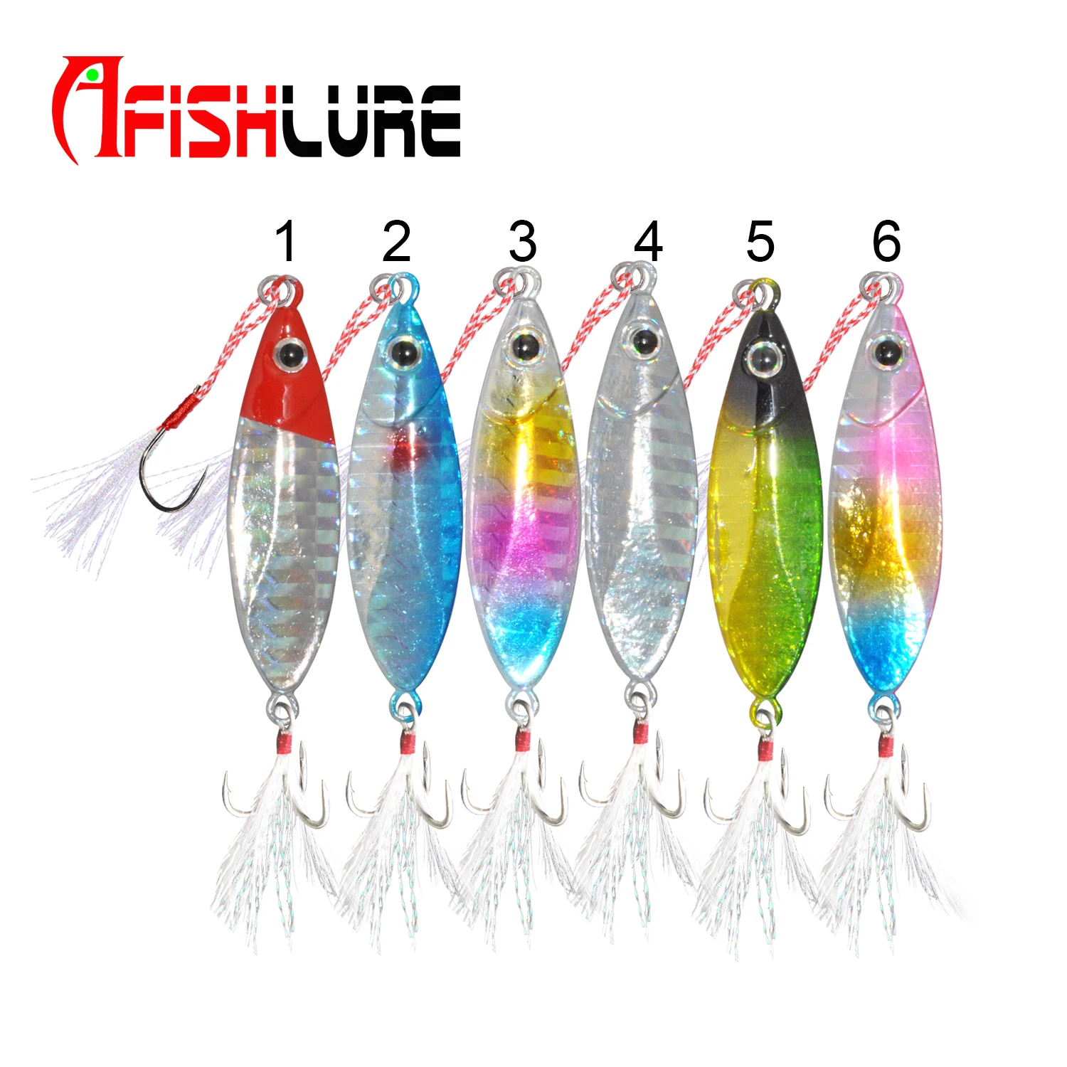 

Metal Jig  50mm Artificial Bait lead fish Jigging lure Lead Bass Fishing Tackle, 6 colors