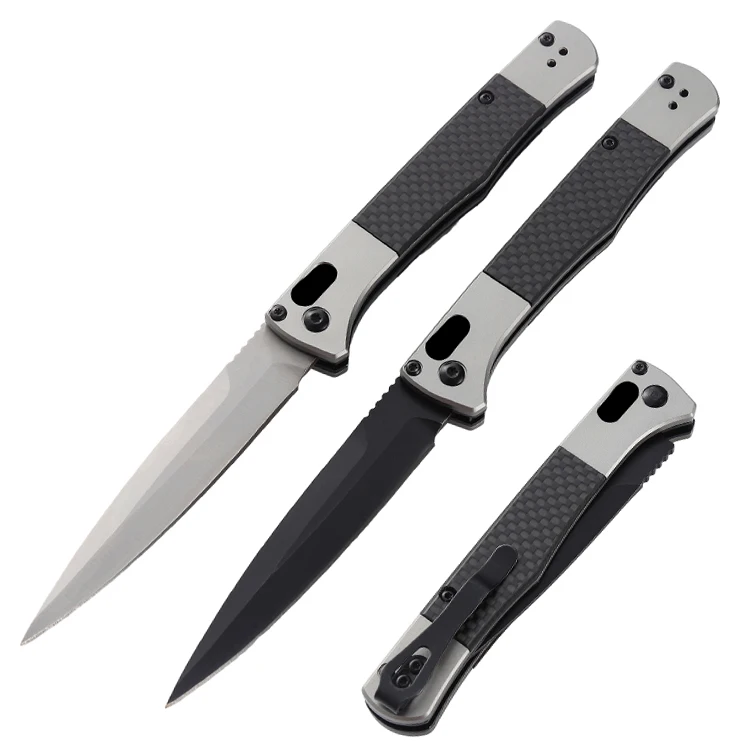 

4170BK AXIS carbon fiber handle folding knife right left hand user pocket knife 5cr13Mov satin polished blade lightweight