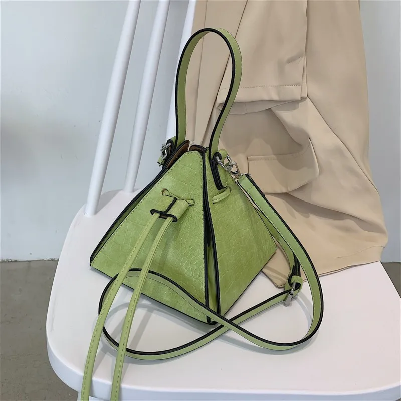 

Pyramid diagonal luxury shoulder bag crocodile print small handbag sling ladies shoulder bags, Green/white/black/black