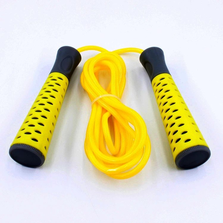 

Factory Adults Kids Speed Training Sports Playing 3 Meters Anti Slip Handle Gray PVC Jump Rope, Yellow+grey/customrized