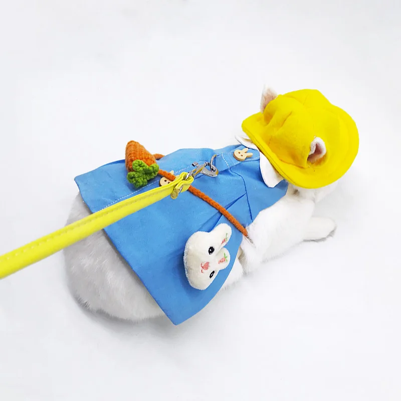 Pet Rabbit Clothes Traction Rope Rabbit Costume Hat Rabbit Walking
