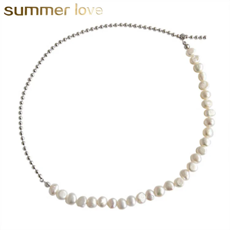 

Freshwater Pearl Twist Pendant Necklace 925 Sterling Silver Beads Necklace Women Luxury Jewelry Wholesale, As picture