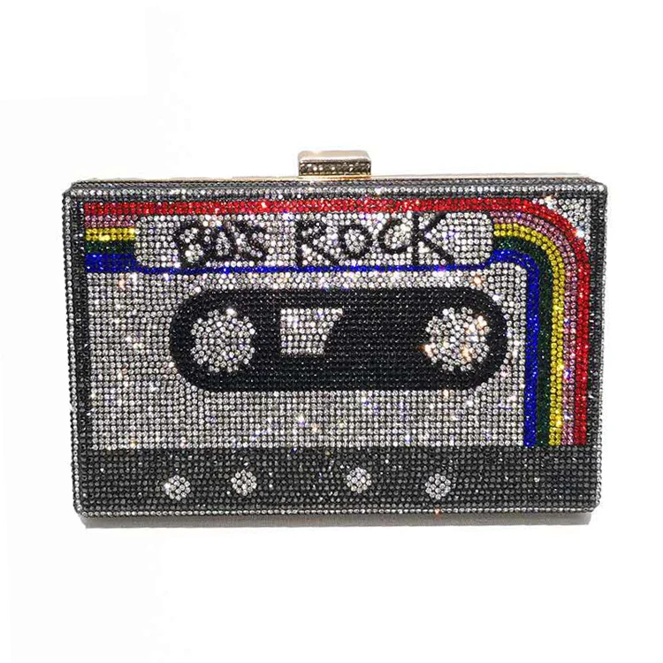 

2021 Wholesales Vintage Tape Clutch Women Crystal Evening Bags Wedding Party Diamond Box Minaudiere Clutch Purse