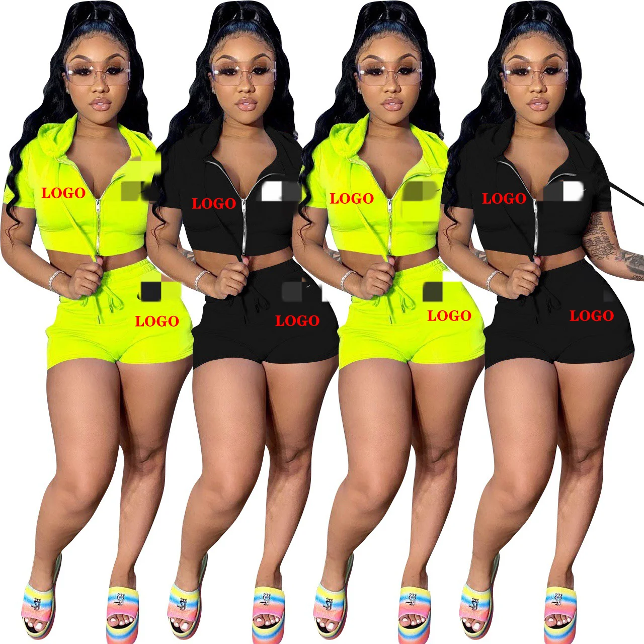 

Custom Logo Urban Trending Clothing 2021 2 Piece Set Women Summer Two Piece Outfits