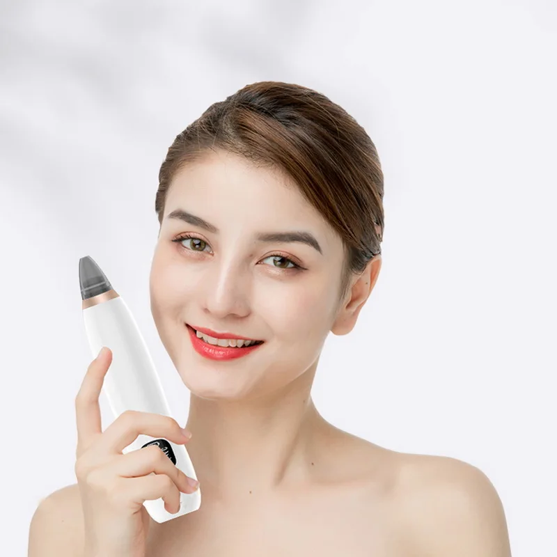 

Facial Pore Cleanser Electric Acne Comedone Extractor Blackhead Suction Tool with LED Display for Facial Skin, White, red