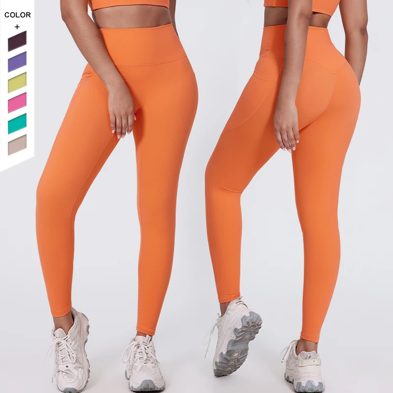 Hot Selling Tight Lifting Buttocks High-waisted Pockets Women's Clothes Running Fitness Sportswear Leggings