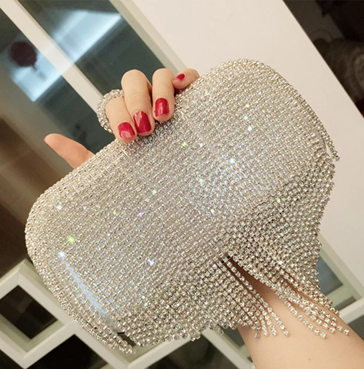 

Fashion Luxury Crystal crystal White Evening Clutch Bags Women Elegant Minaudiere Handbag Wedding Party Lady Purse Bag