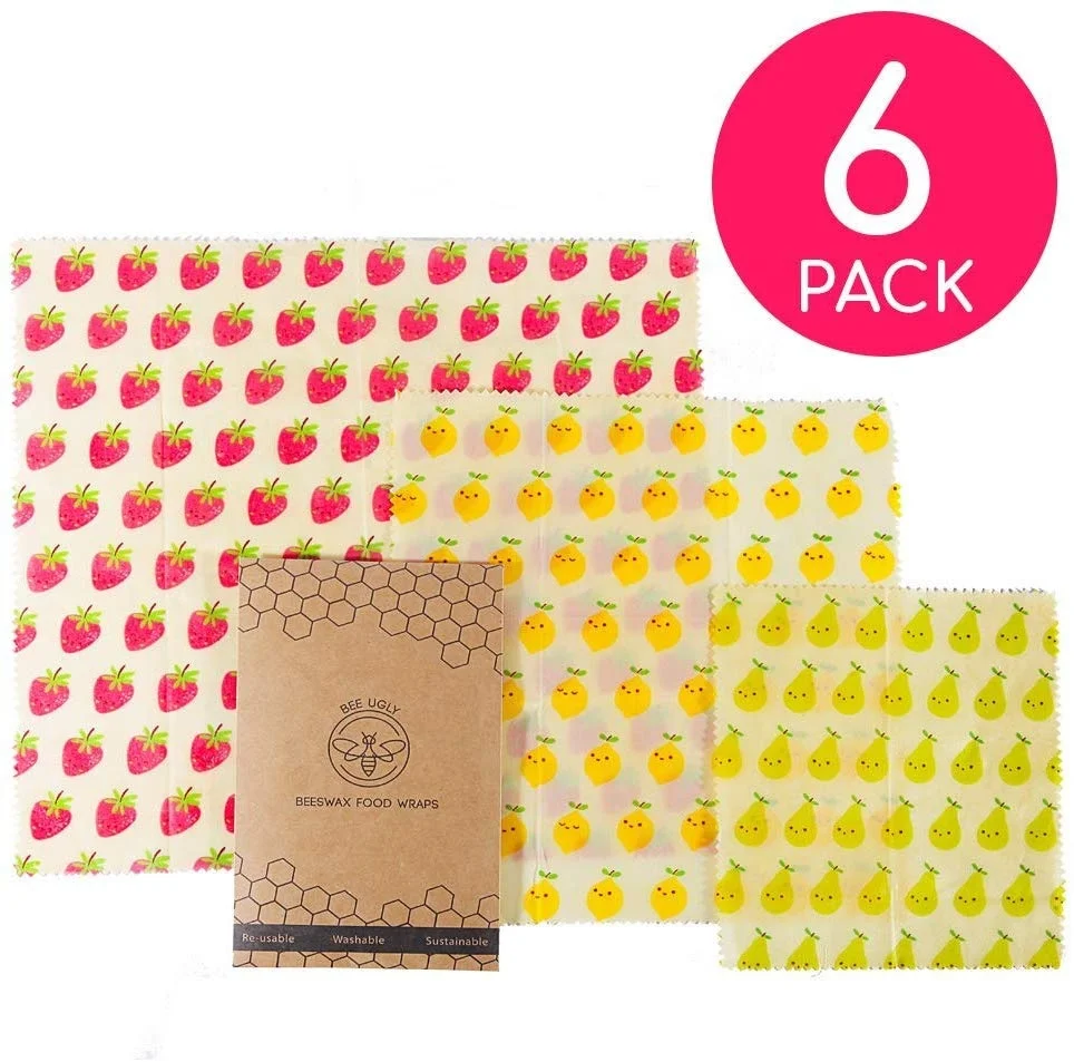 
Amazon Hot Sale Safe Eco-friendly Organic Reusable Bee Wax Food Wraps with private Label and Mesh bag bundle 