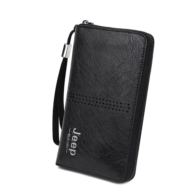 

Fashion good quality business casual Long zipper large PU Wallets clutch bag for men