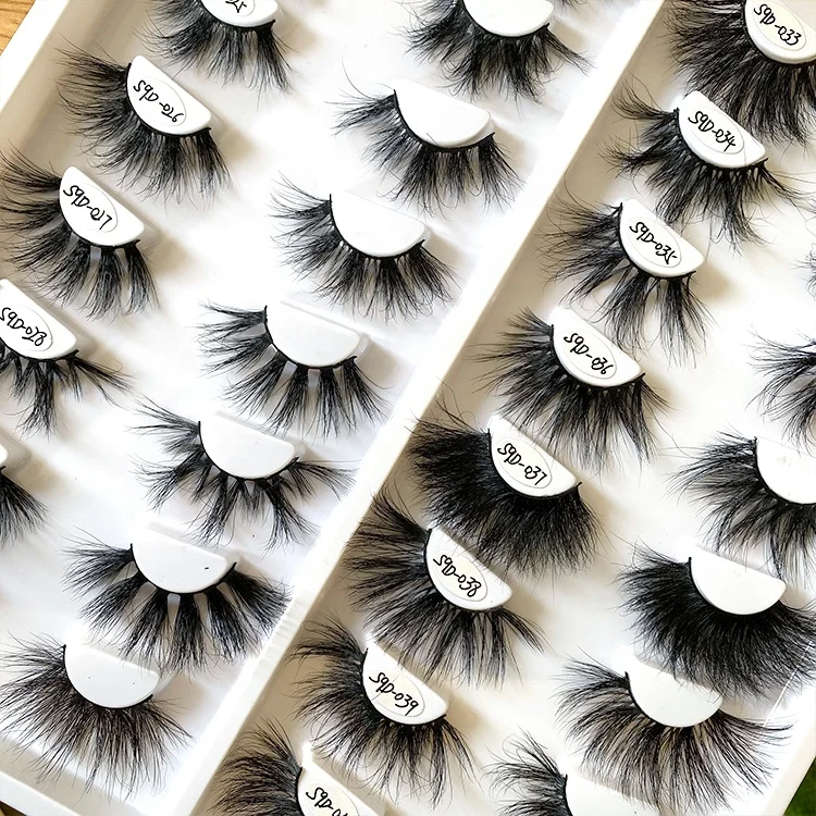 

Tstory Vendors Wholesale Box And 25 MM New Styles 3D Fluffy Natural Long Mink Eye Lashess, Natural black