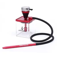 

red small russian square hookah with led light