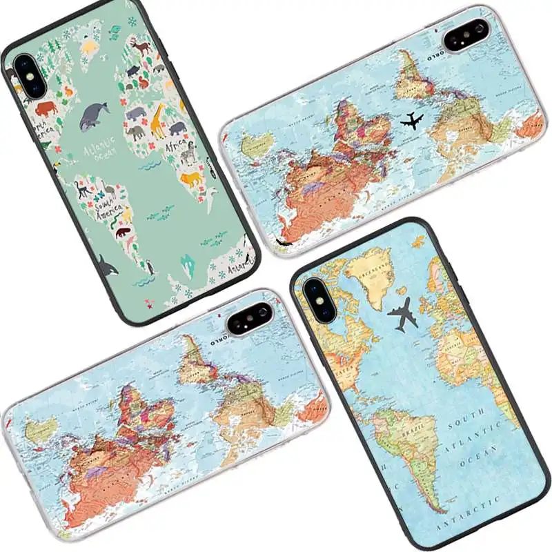 

waterproof custom silicone phone case world map for iphone 6,6s,7,7 plus,8 ,8 plus,x,xr,xs,xs max,11 pro,11 pro max