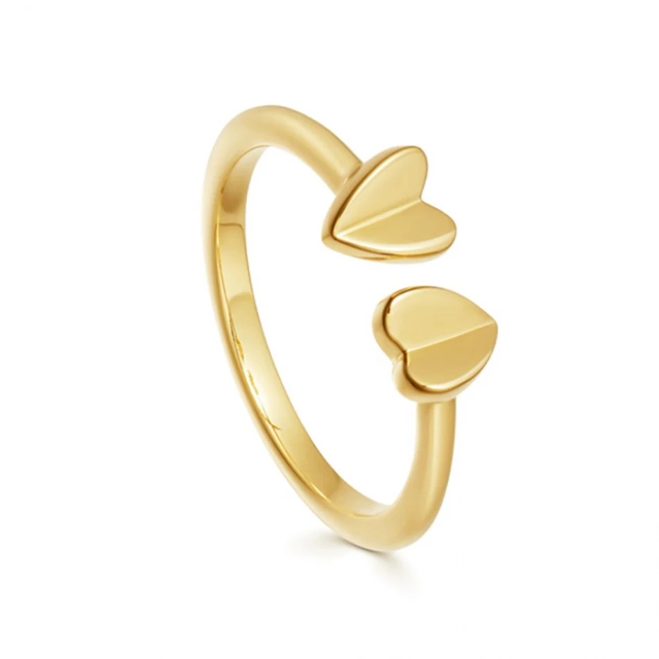 

wholesale fashion jewelry 925 sterling silver women jewelry 18k gold plated double folded heart ring