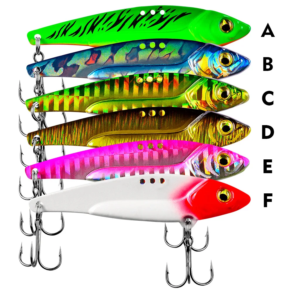 

WEIHE 3D Eyes VIB Lure Floating Pencil 5g-7g-12g-17g-20g Spoon Painting Fishing Lure Hard Bait Fishing Tackle Treble Hook, 6colors