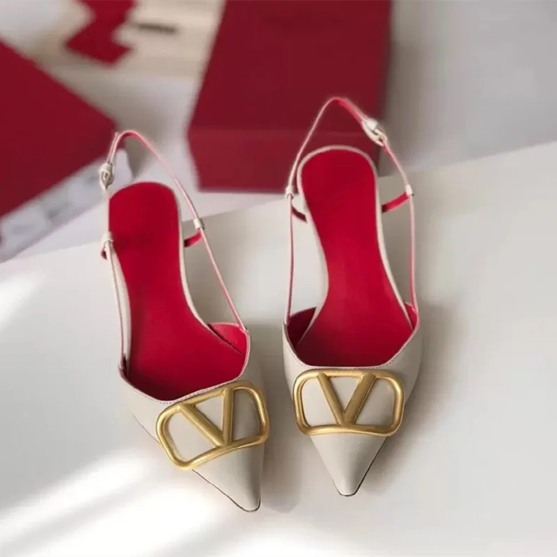 

2021 Summer New Pointed Sandals Woman Stiletto V-Buckle Rhinestone Cheap High Heels