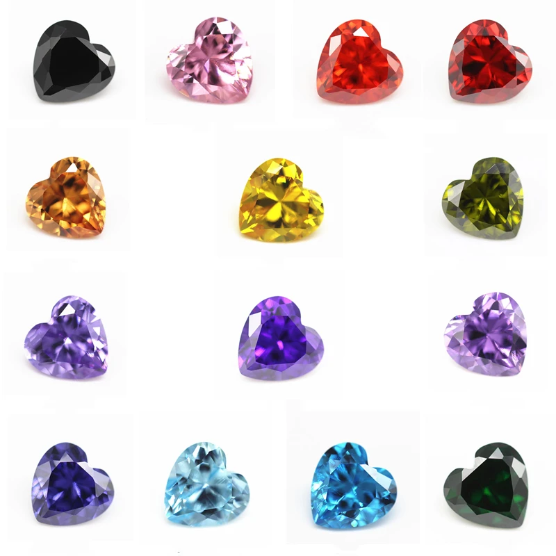 

Wholesale heart white and color cubic zirconia synthetic zirconia naked gemstone CZ jewerly inlay strong fire Bottom tip cut