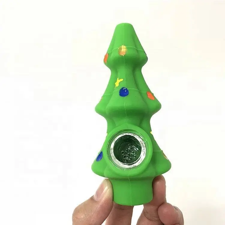 

Hot Sale Creative Christmas Tree Silicone Glass Bowl Weed Tobacco Smoking Pipe, Picture