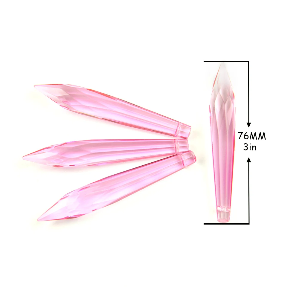 

Hot Sale  Chandelier Icicle Crystal U Shape Prism Home Lighting Pendants Parts Exquisite Crystal Hanging Light Decoration, Pink