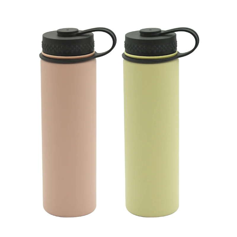 

Mikenda Sport Stainless Steel Bamboo Water Bottle double wall insulted vacuum flask with Leak Proof lid, Customized pantone color