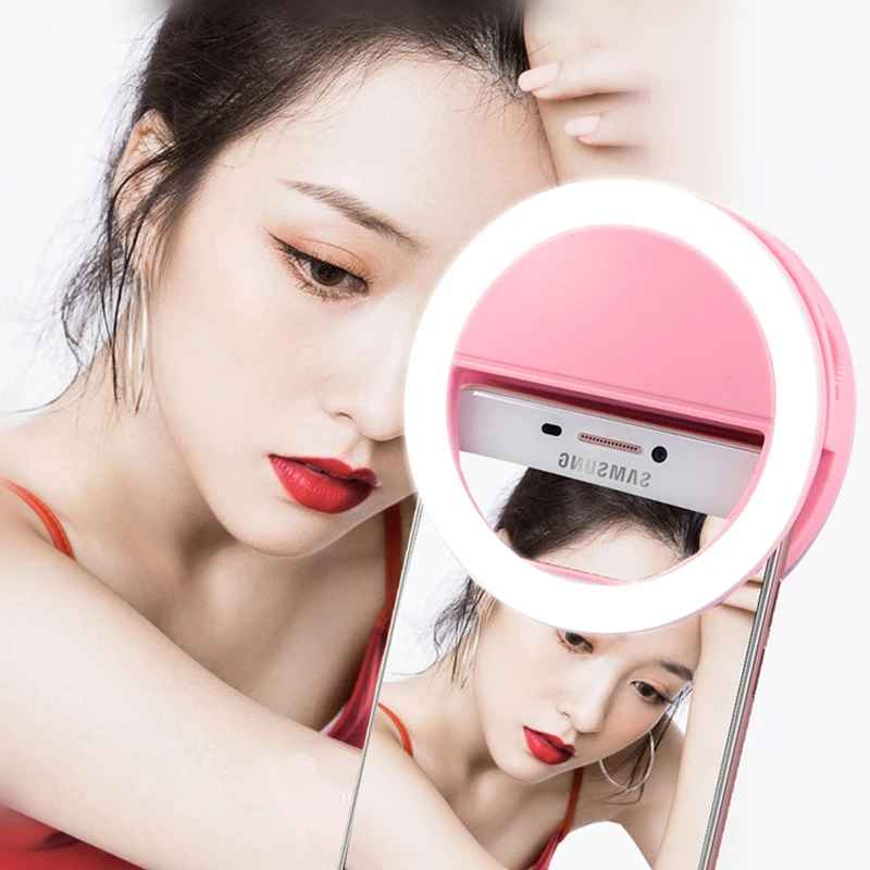 

Amazon Hot Sale LED cell phone Fill in Portable Universal girl make up Phone Selfie Ring Light For Smart Phone Self, Black white blue