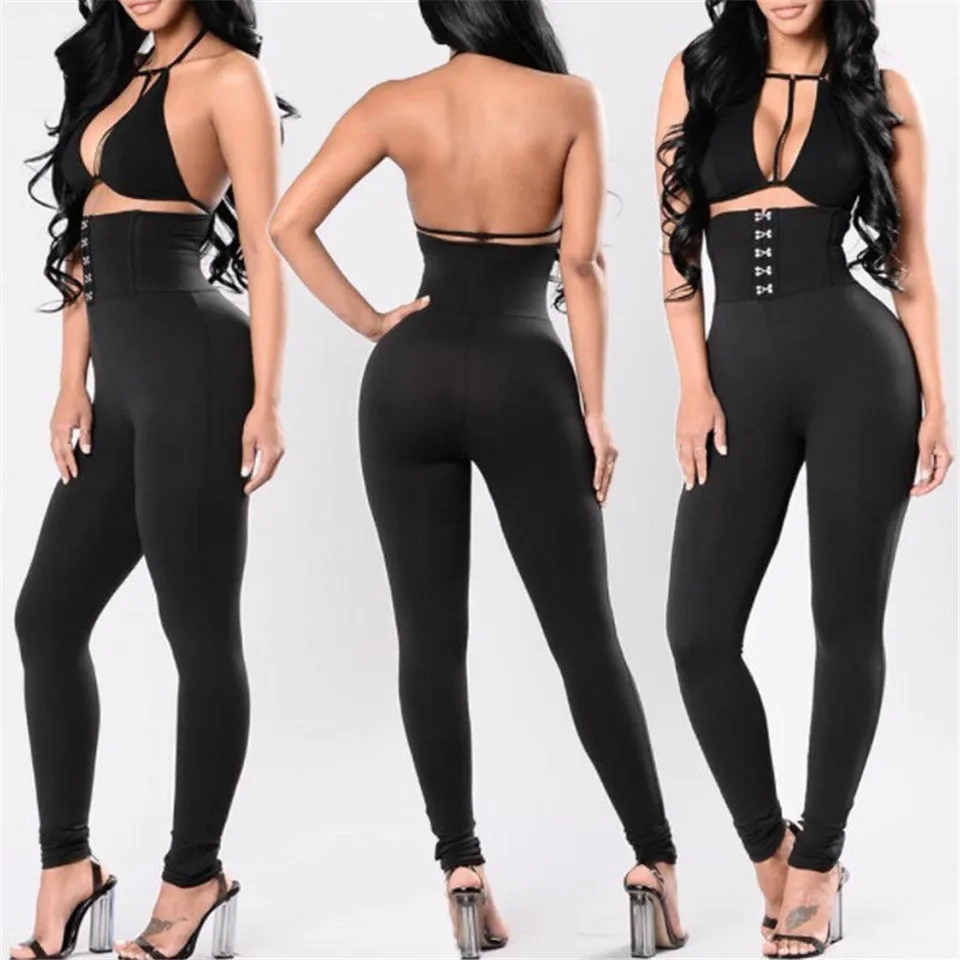 

Explosion style high waist button casual pants women black tight leggings pencil pants women