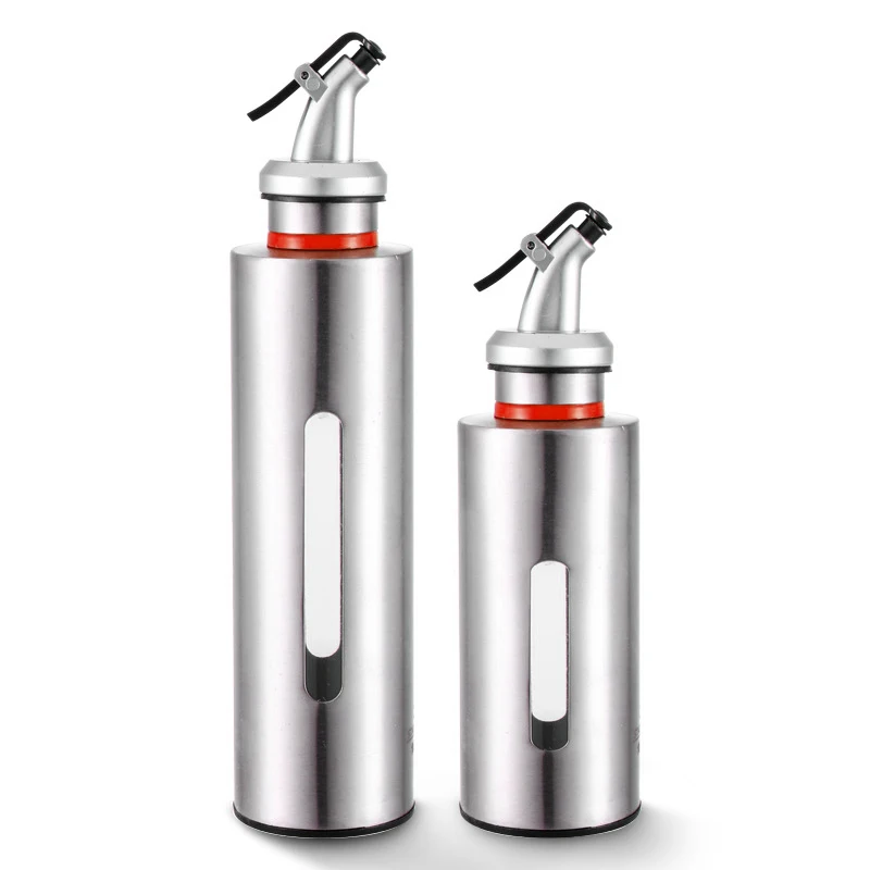 

Glass stainless steel oil bottle pouring with funnel dinner oil vinegar dispenser