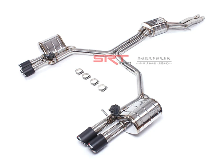 

For Audi S6 exhaust 4.0T catback exhaust with 4 carbon exhaust tips with valve