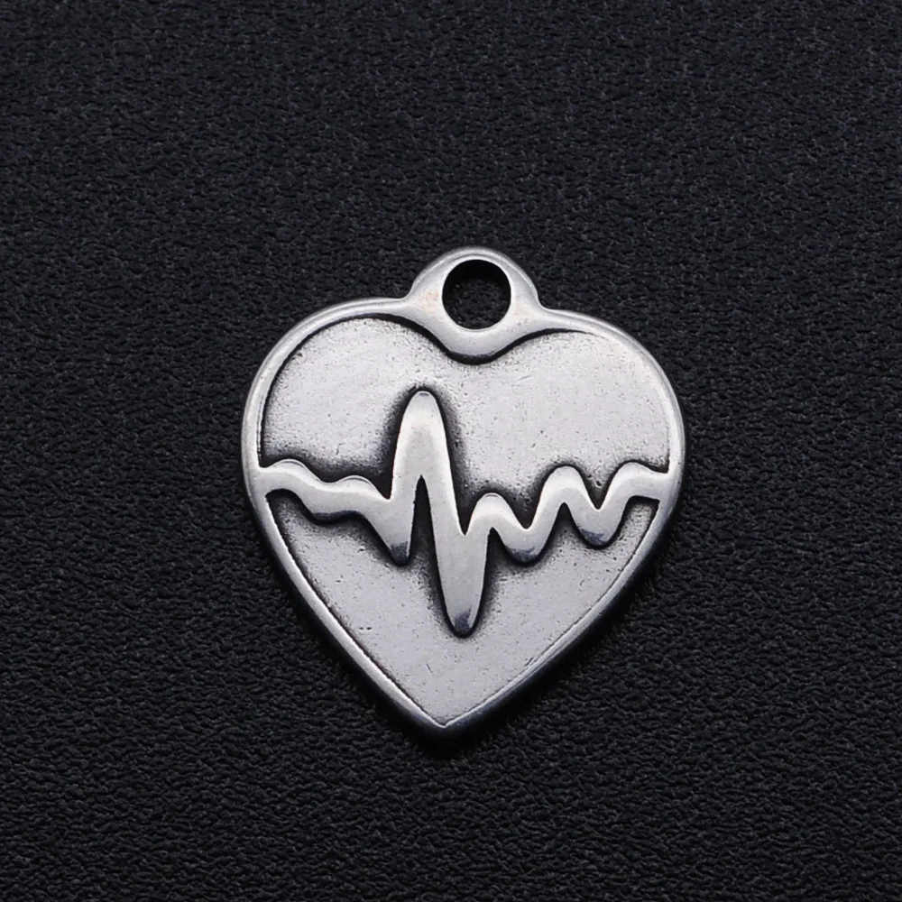 

Heart Shaped Stainless Steel Heartbeat Charm Pendant For DIY Jewelry