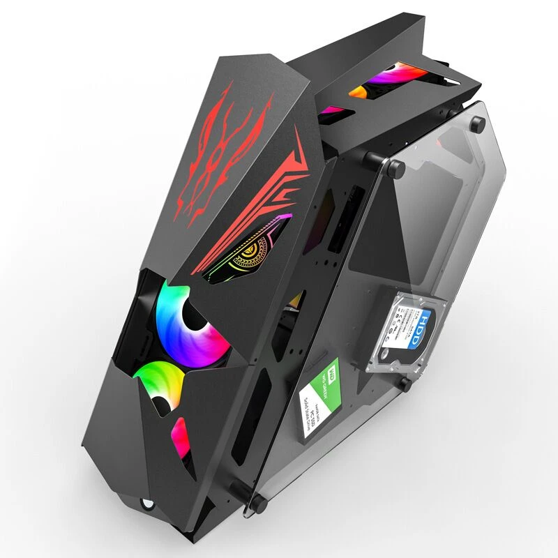 

2021 Side transparent ATX gaming computer cases special shaped case pc cases computer parts, Customized color