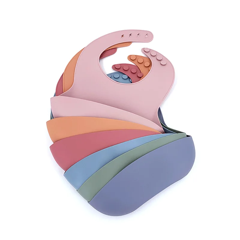 

2020 Hot selling Baby Feeding Tableware Waterproof Silicone Children Bibs Custom Adjustable Soft Baby Silicone Bibs, Customized color