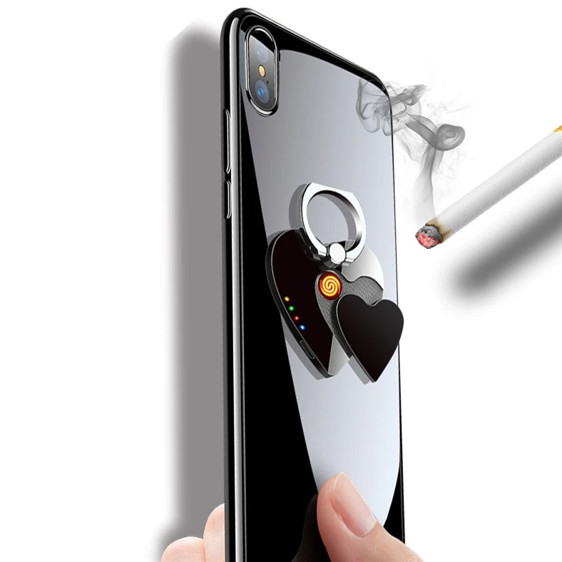 

Personality USB Charging Lighter Creative Love Mobile Phone Stand Windproof Electronic Cigarette Lighter, Picture shown