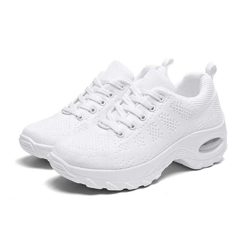 

New design women's breathable increased aerobics dancing shoes women's sport casual sneakers, Black.white.navy blue