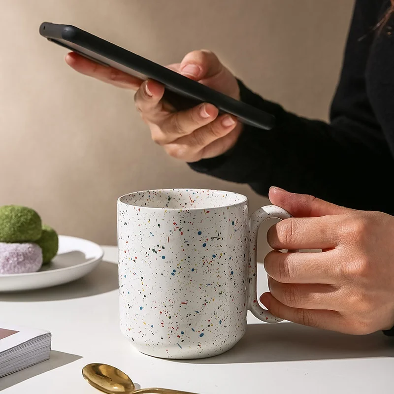 

Artistic Handmade Ceramic Splash Ink Mug Creative Stoneware Mug Breakfast Milk Coffee Cup Supplier Mugs