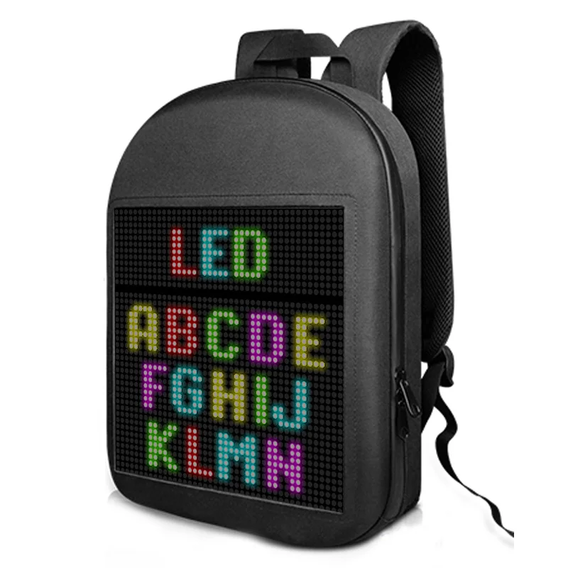 

LED Display Screen Dynamic Smart Backpack Walking Advertising Light Bag Wireless APP Control Outdoor Backpacks Mochila Men Women, Black,gray,pink,yellow,blue