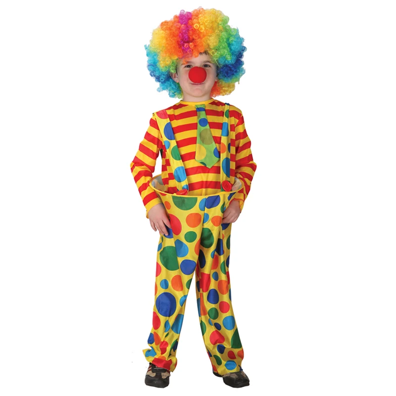 

Dark blue clown costume boy girls dress long-sleeved slim new high-quality polyester material suit