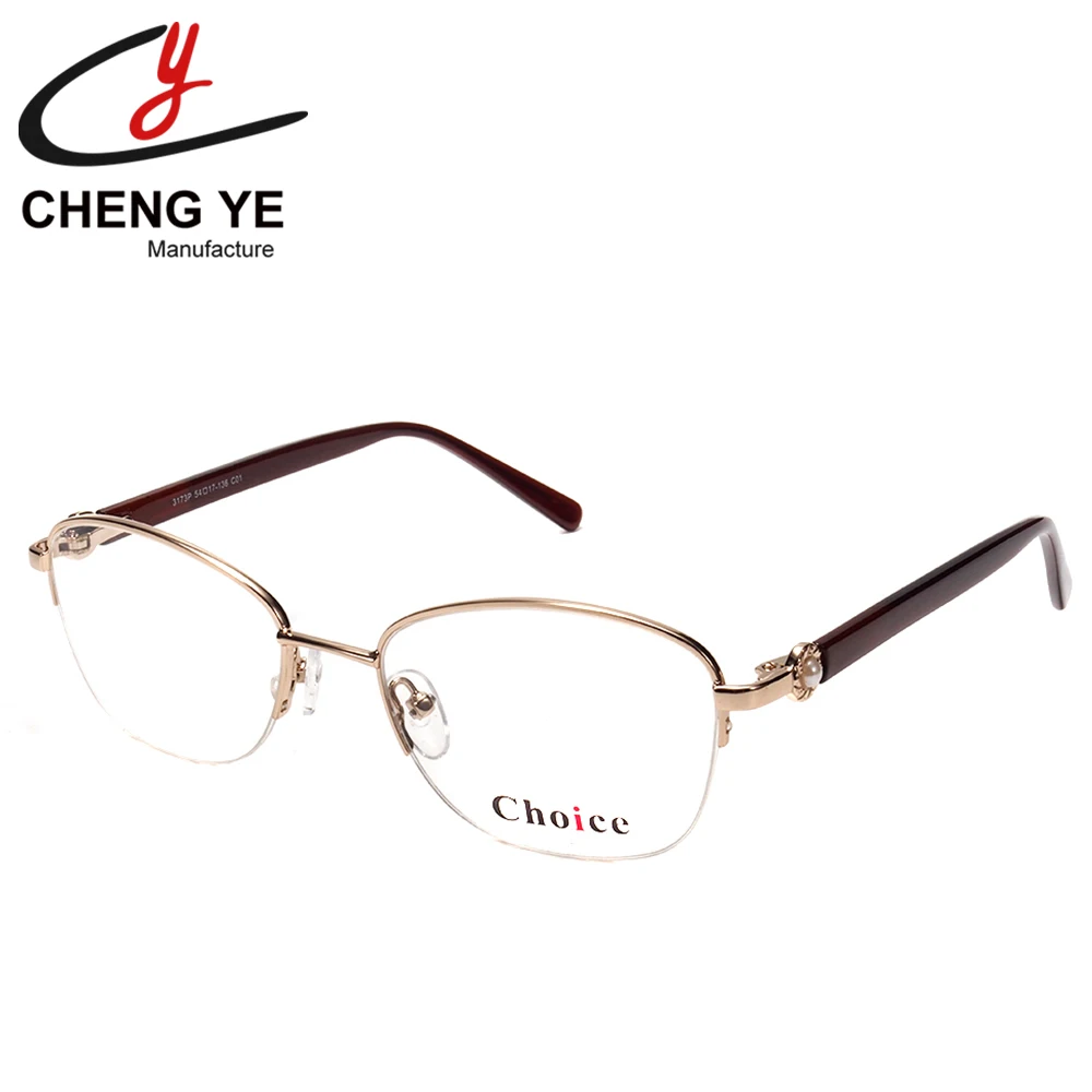 

Retro Classic Ladies Gold Stainless Metal Half Rim Optical Frames Glasses