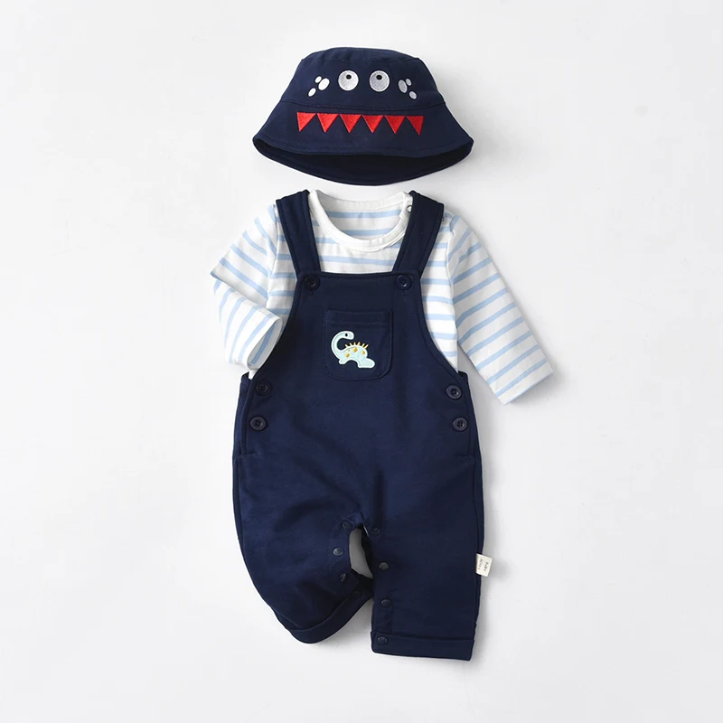 

2021 NEW Unisex Baby Clothing Gift Set Snap Button Dinosaur Novelty 2 PCS Long sleeves Overalls baby, Dark blue